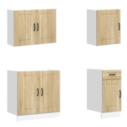Berkfield Home 7 Piece Kitchen Cabinet Set Kalmar Sonoma Oak Engineered Wood in Brown - thumbnail 4