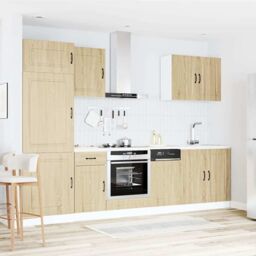 Berkfield Home 7 Piece Kitchen Cabinet Set Kalmar Sonoma Oak Engineered Wood in Brown - thumbnail 3