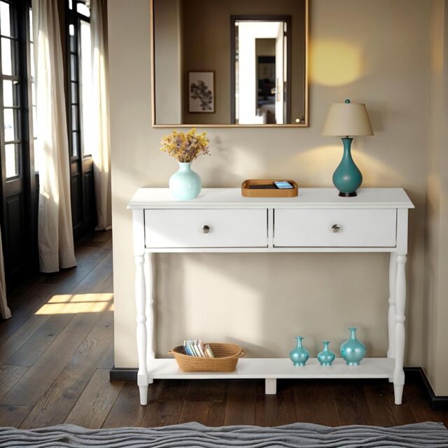 Seconique Stratford 2 Drawer Console Table in White - image 1