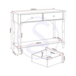 Seconique Stratford 2 Drawer Console Table in White - thumbnail 8