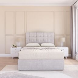 Sloomy Alabama Plush Velvet Memory Foam Bed Set With 4 Drawers, Mattress & Headboard in Silver - Size: Super King - thumbnail 3