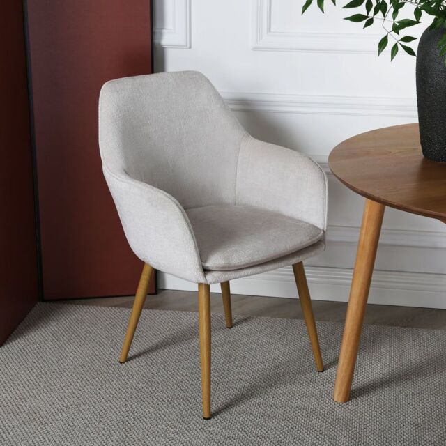 Home Garden Direct Muse - Accent Chair in Woven Yarn Fabric Upholstery in Cream - image 1