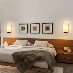 Goeco Vintage E27 Wooden Interior Wall Lamp, Glass Lampshade, for Bedroom in Brown - thumbnail 5