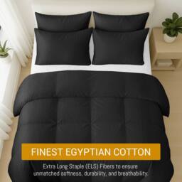 Grace Luxury Cotton Duvet Cover Set with Matching Fitted Sheet in Black - Size: Double - thumbnail 3
