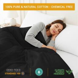 Grace Luxury Cotton Duvet Cover Set with Matching Fitted Sheet in Black - Size: Double - thumbnail 5