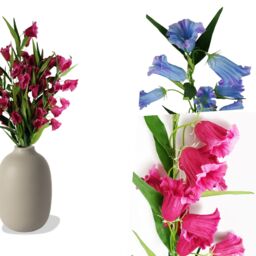 Pegdev Pack of 6 100cm Artificial Fuchsia Trumpet Stems with Wired Stems in Pink - thumbnail 4