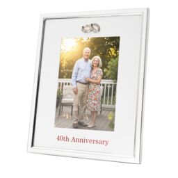 Happy Homewares 40th Anniversary 5x7 Silver Frame with Diamante Rings - thumbnail 1