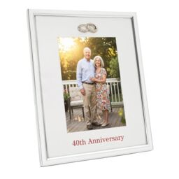 Happy Homewares 40th Anniversary 5x7 Silver Frame with Diamante Rings - thumbnail 2