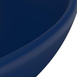 Berkfield Home Luxury Bathroom Basin Round Matt Dark Blue 32.5x14 cm Ceramic - thumbnail 5