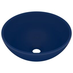 Berkfield Home Luxury Bathroom Basin Round Matt Dark Blue 32.5x14 cm Ceramic - thumbnail 2