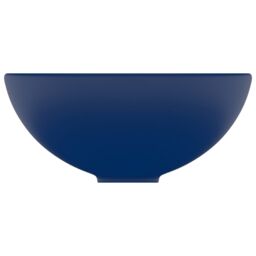 Berkfield Home Luxury Bathroom Basin Round Matt Dark Blue 32.5x14 cm Ceramic - thumbnail 4