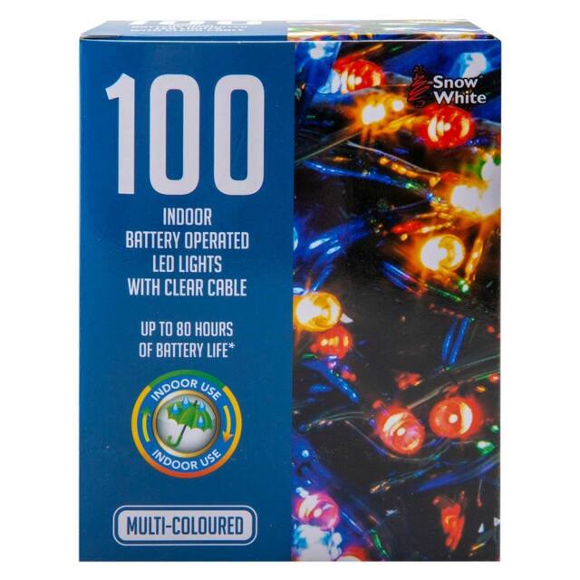 VFM e-Store Christmas Red White String Lights 100 Bulbs 10m x 1cm Multicolour X 1 - Size: 10m x 1 cm - image 1