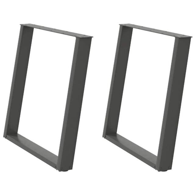 Berkfield Home vidXL Dining Table Legs U-Shaped 2 pcs Anthracite 80x(72-73) cm Steel in Charcoal - image 1