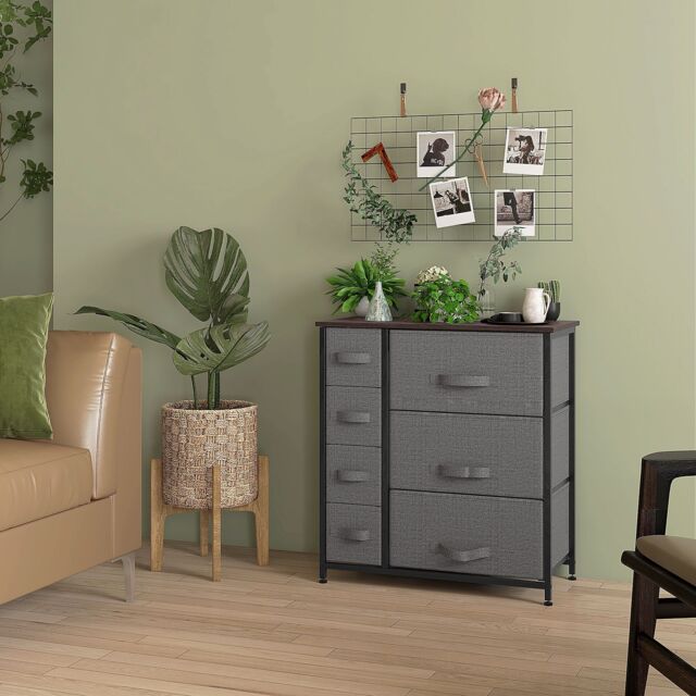 HOMCOM Chest of Drawers with 7 Dresser Drawers for Home Bedroom, Dark Grey - image 1