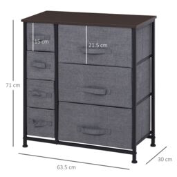 HOMCOM Chest of Drawers with 7 Dresser Drawers for Home Bedroom, Dark Grey - thumbnail 3