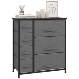HOMCOM Chest of Drawers with 7 Dresser Drawers for Home Bedroom, Dark Grey - thumbnail 2