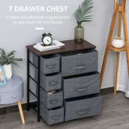 HOMCOM Chest of Drawers with 7 Dresser Drawers for Home Bedroom, Dark Grey - thumbnail 4
