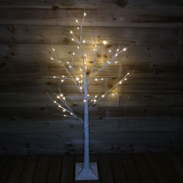 Samuel Alexander 1.5m (5ft) Light up Christmas Birch Tree with 64 Warm White LEDs in Beige - image 1