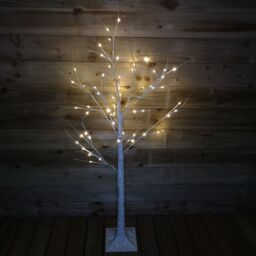 Samuel Alexander 1.5m (5ft) Light up Christmas Birch Tree with 64 Warm White LEDs in Beige - thumbnail 1