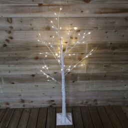 Samuel Alexander 1.5m (5ft) Light up Christmas Birch Tree with 64 Warm White LEDs in Beige - thumbnail 3