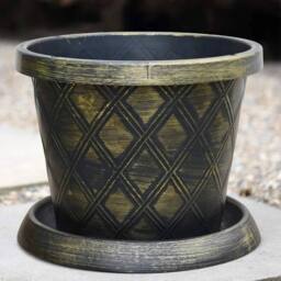 FLAVORA 3x Black & Gold Tower Pot Climbing Plant Planter - Size: 10g - thumbnail 3