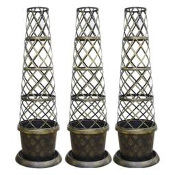 FLAVORA 3x Black & Gold Tower Pot Climbing Plant Planter - Size: 10g - thumbnail 1