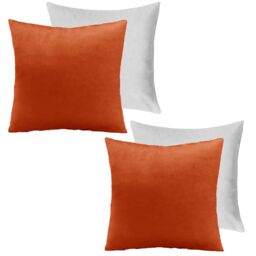 OHS 2 x Matte Velvet Filled Cushion Covers Soft Zip in Burnt Orange - Size: 45 cm x 45 cm