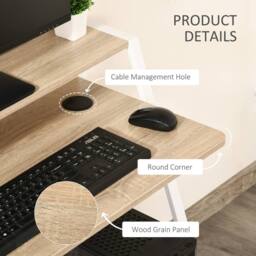 Wyld Haus Dodosu 84cm Compact White & Oak Writing Desk with Storage Shelf - thumbnail 6