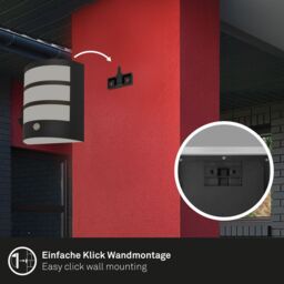 BRILONER Sensor Battery Powered Outdoor Wall Light in Black - thumbnail 8