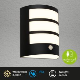 BRILONER Sensor Battery Powered Outdoor Wall Light in Black - thumbnail 3