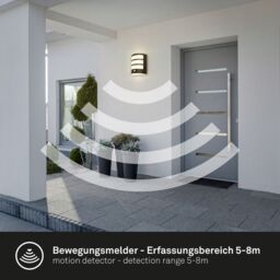 BRILONER Sensor Battery Powered Outdoor Wall Light in Black - thumbnail 6