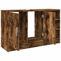 Berkfield Home Sink Cabinet Smoked Oak 90x29x55 cm Engineered Wood in Brown - Size: 90 x 29 x 55 cm - thumbnail 5
