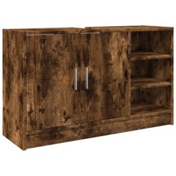 Berkfield Home Sink Cabinet Smoked Oak 90x29x55 cm Engineered Wood in Brown - Size: 90 x 29 x 55 cm - thumbnail 2