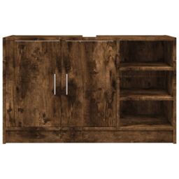 Berkfield Home Sink Cabinet Smoked Oak 90x29x55 cm Engineered Wood in Brown - Size: 90 x 29 x 55 cm - thumbnail 4