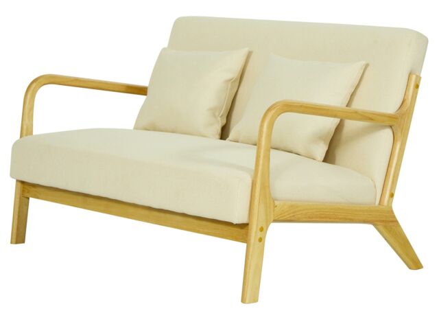 Nordlys Scandinavian 2-seater Wooden & Fabric Bench in Beige - image 1