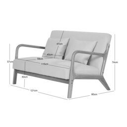Nordlys Scandinavian 2-seater Wooden & Fabric Bench in Beige - thumbnail 5