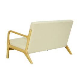 Nordlys Scandinavian 2-seater Wooden & Fabric Bench in Beige - thumbnail 8