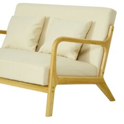 Nordlys Scandinavian 2-seater Wooden & Fabric Bench in Beige - thumbnail 9