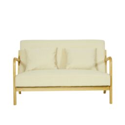 Nordlys Scandinavian 2-seater Wooden & Fabric Bench in Beige - thumbnail 6