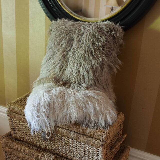Madison & Mayfair Elegant Taupe Square Cushion - Fleece & Suede Comfort - image 1