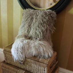 Madison & Mayfair Elegant Taupe Square Cushion - Fleece & Suede Comfort - thumbnail 1