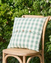Dibor Traditional Green Gingham Summer Outdoor Garden Cushion L50 x W50cm - Size: 50 cm x 50 cm