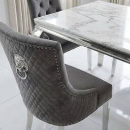 HOME LUXE INTERIOR Sofia 1.6m Cream Gold Dining Table & 6 Grey Lion Back Velvet Chairs - Size: 160 cm - thumbnail 8