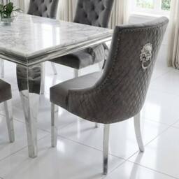 HOME LUXE INTERIOR Sofia 1.6m Cream Gold Dining Table & 6 Grey Lion Back Velvet Chairs - Size: 160 cm - thumbnail 5