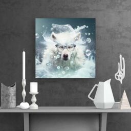 Warren Reed - Designer White Wolf With Glasses Splashart Canvas - Size: w10 inch x h10 inch - thumbnail 2
