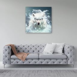 Warren Reed - Designer White Wolf With Glasses Splashart Canvas - Size: w10 inch x h10 inch - thumbnail 4