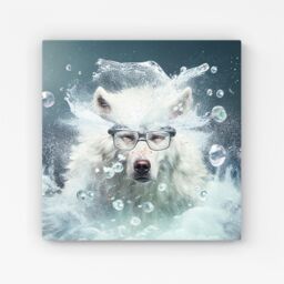 Warren Reed - Designer White Wolf With Glasses Splashart Canvas - Size: w10 inch x h10 inch - thumbnail 1