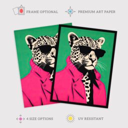 "Wee Blue Coo Wall Art Print Fashion Cheetah I Fun Animal Green Pink Living Room - Size: W24"" x H32""" - thumbnail 2