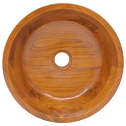 Berkfield Home Basin Solid Teak Wood Œ¶40x10 cm in Brown - Size: 40x10 cm - thumbnail 4