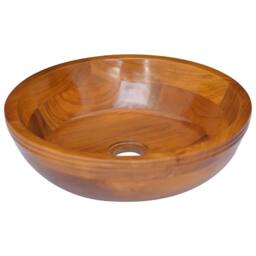 Berkfield Home Basin Solid Teak Wood Œ¶40x10 cm in Brown - Size: 40x10 cm